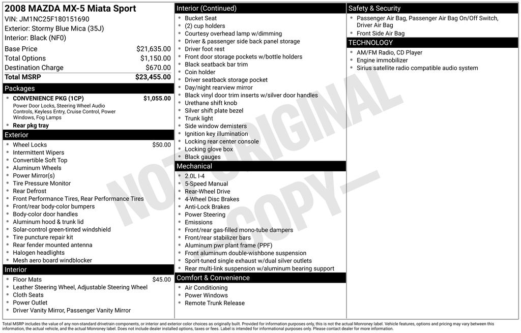 mazda mx-5 miata 2008 JM1NC25F180151690 image mazda mx-5 miata 2008 JM1NC25F180151690 image